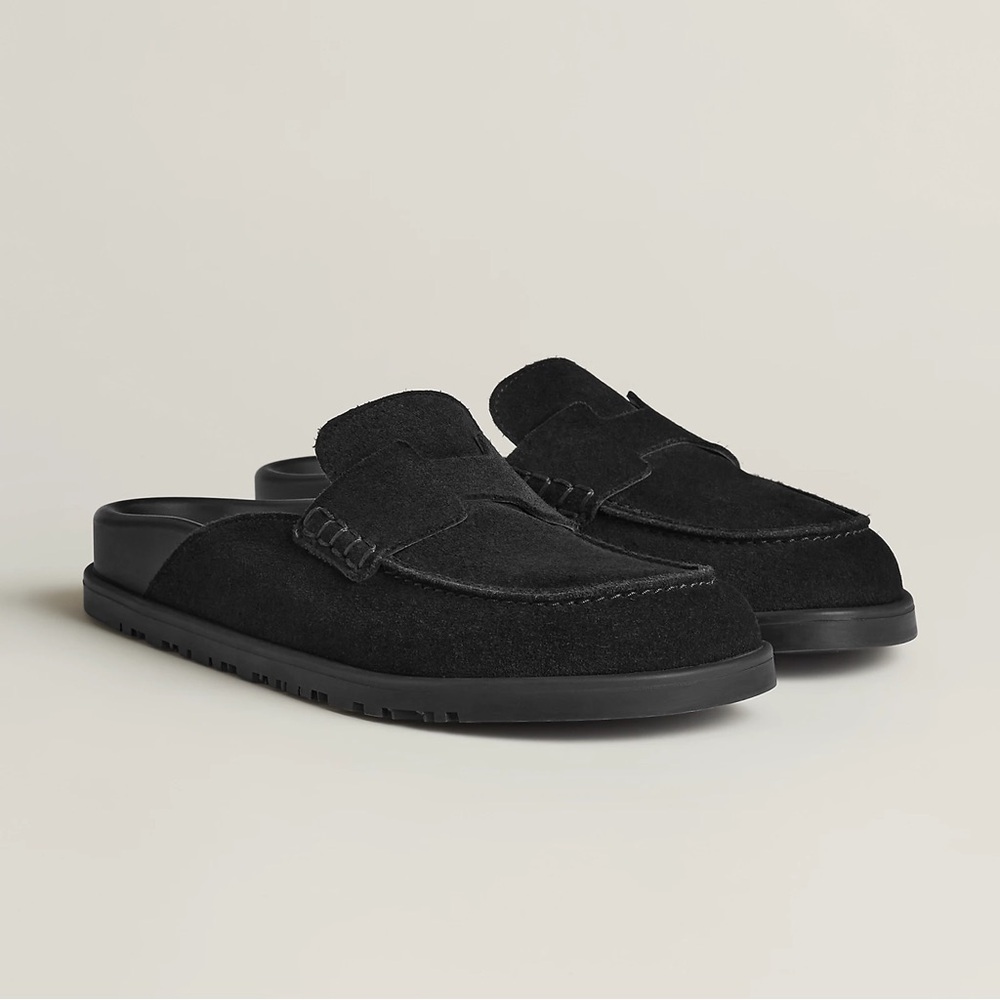 Hermes Black Suede Go Mule 35.5